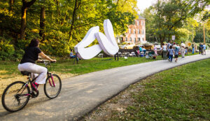 A view of bike rider on the Kart Stirner Arts Trail in Easton, Pa.