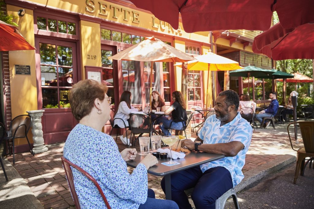 Diners sit at tables at Sette Luna