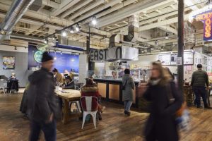 A view of diners moving through Easton Public Market